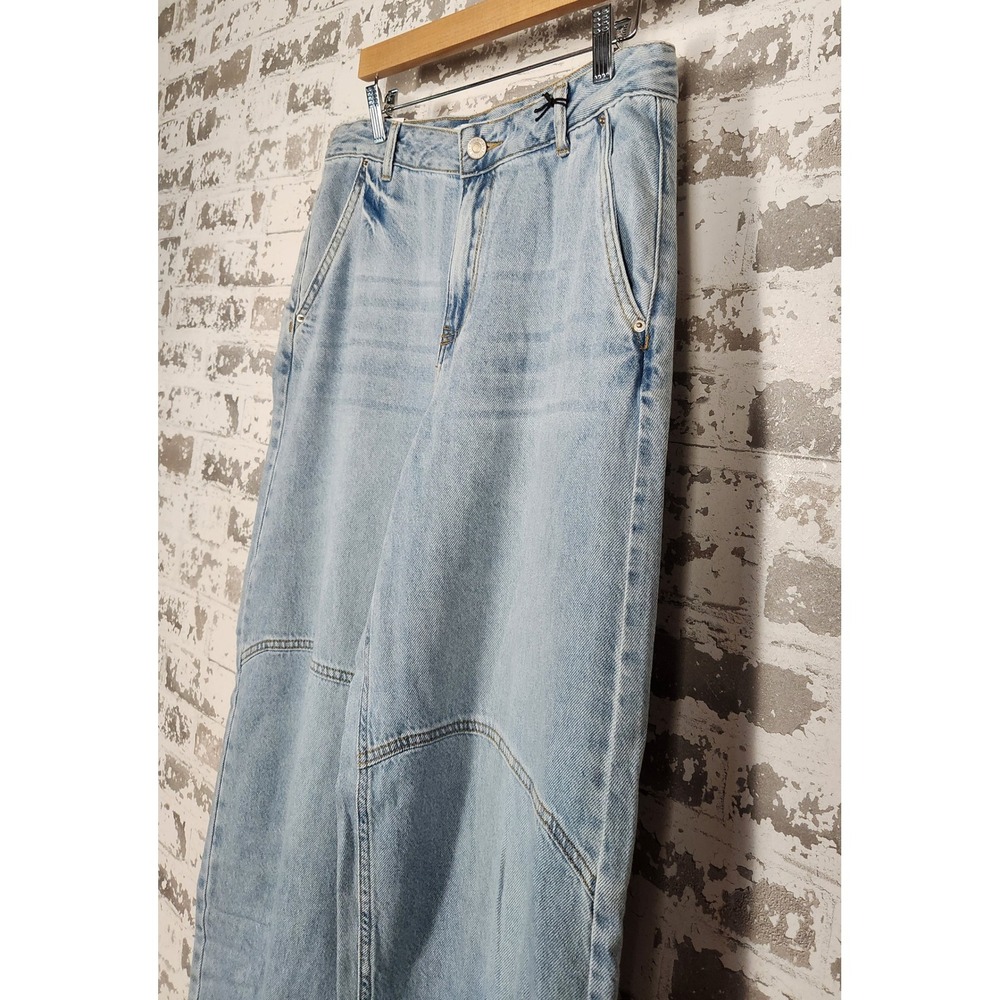 Forever 21 Baggy Cargo Jeans Women's Size 28 Light Denim Pockets Wide Leg Y2k - Picture 6 of 16